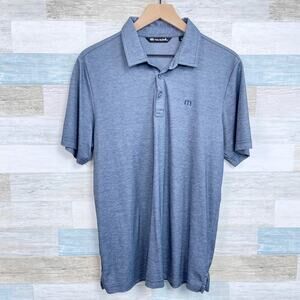 Travis Mathew Pique Performance Golf Polo Shirt Blue Pima Cotton Slim Mens Large